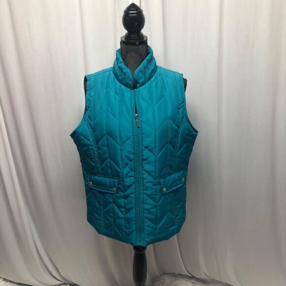 Keren Hart Puffer Vest Womens Size XL Teal Quilted Zipper Closure Sleeveless - Picture 1 of 8